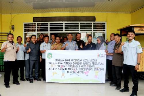 Dukung Penanganan Stunting Di Kelurahan Pekan Labuhan, PUD Pasar Bantu Bahan Pangan