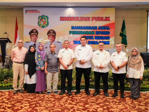 Pemko Medan melalui Badan Perencanaan Pembangunan Daerah (Bappeda) Gelar Konsultasi Publik Rancangan Awal Perubahan Rencana Pembangunan Jangka Menengah Daerah (RPJMD) Kota Medan tahun 2021-2026 di Hotel JW Marriot, Rabu (24/5).