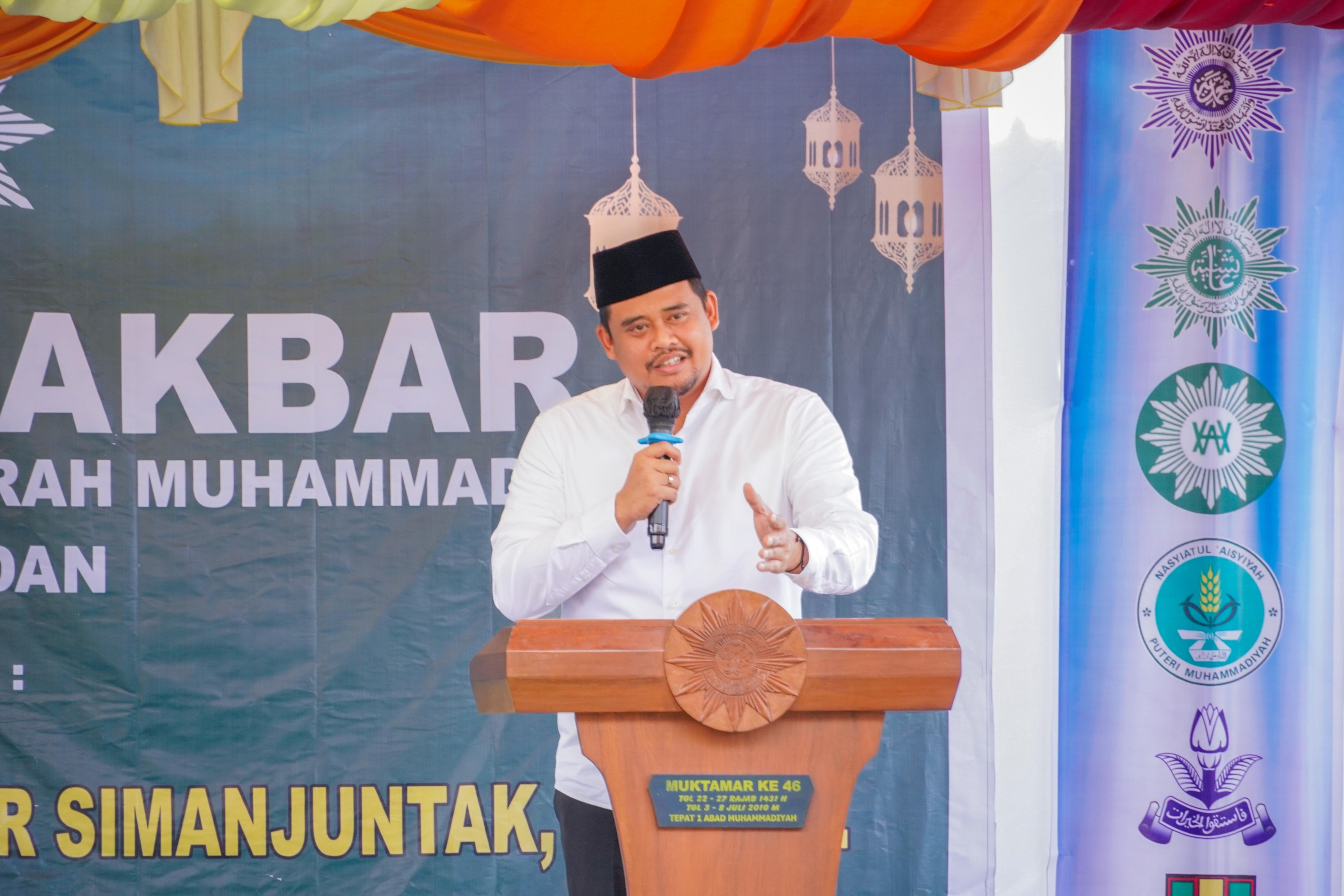 Wali Kota Medan, Bobby Nasution Hadir Dalam Tabligh Akbar Pengajian Pimpinan Daerah Muhammadiyah (PDM) Kota Medan di Halaman Ranting Muhammadiyah Kampung Harapan, Jalan Seksama Gg Rela, Kecamatan Medan Denai, Minggu (24/9/2023)