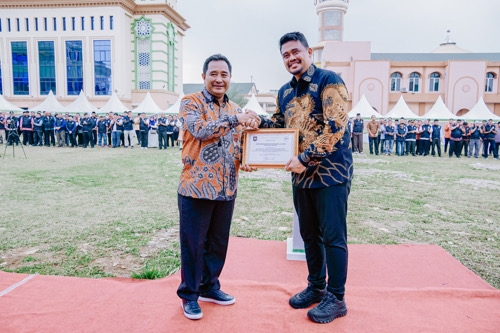 Bobby Nasution Buka Jambore Kewaspadaan Dini Kota Medan di Lapangan Asrama Haji Jalan AH Nasution Medan, Jumat (17/3).