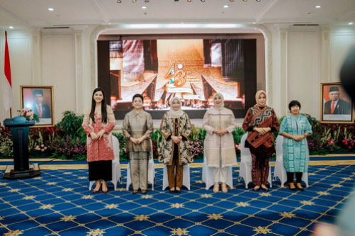 Ketua Dekranasda Kota Medan Ny Kahiyang Ayu M Bobby Afif Nasution Hadiri Pembubaran Panitia Pelaksana Syukuran HUT ke-43 Dekranas di Auditorium Sekretariat Wakil Presiden, Jakarta, Selasa (6/6).