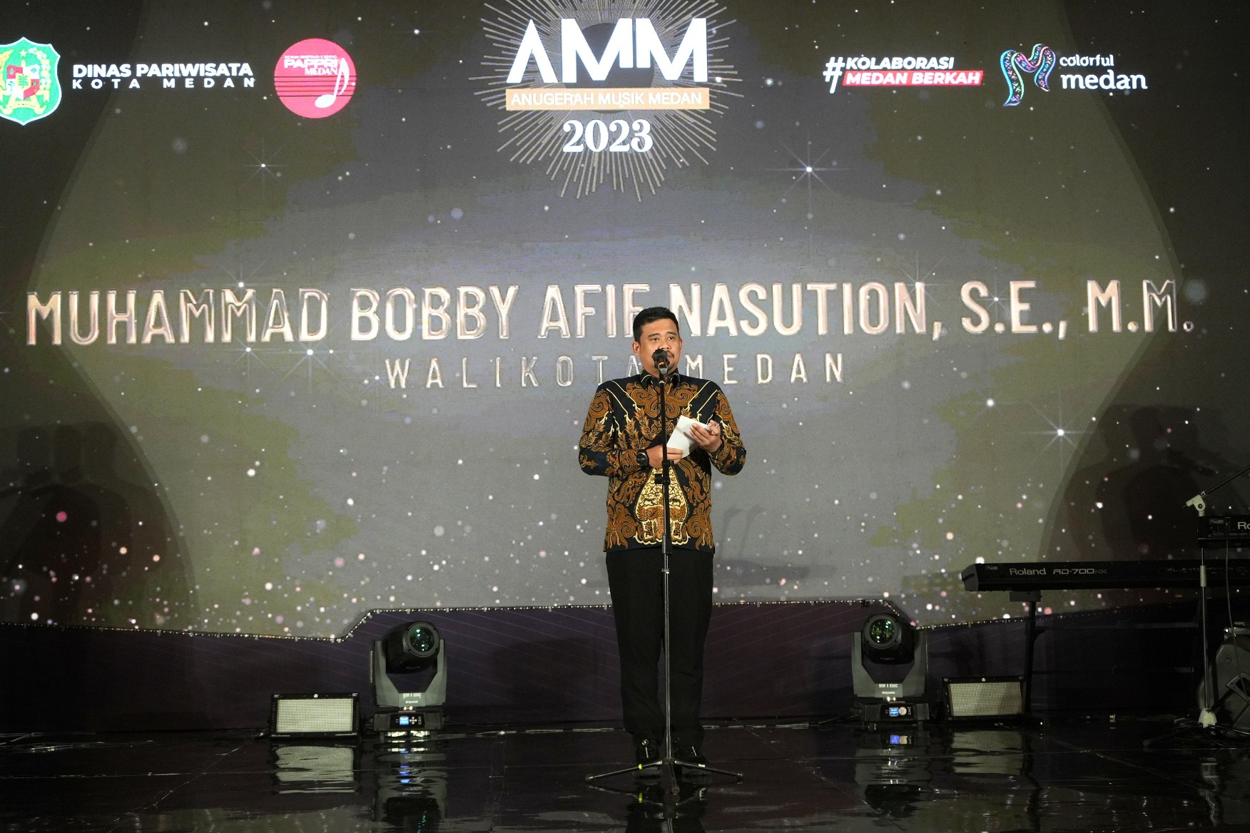 Wali Kota Medan, Bobby Nasution Menggelar Anugerah Musik Medan (AMM) 2023 di Hotel JW Marriot, Jum'at (10/11/2023) Malam