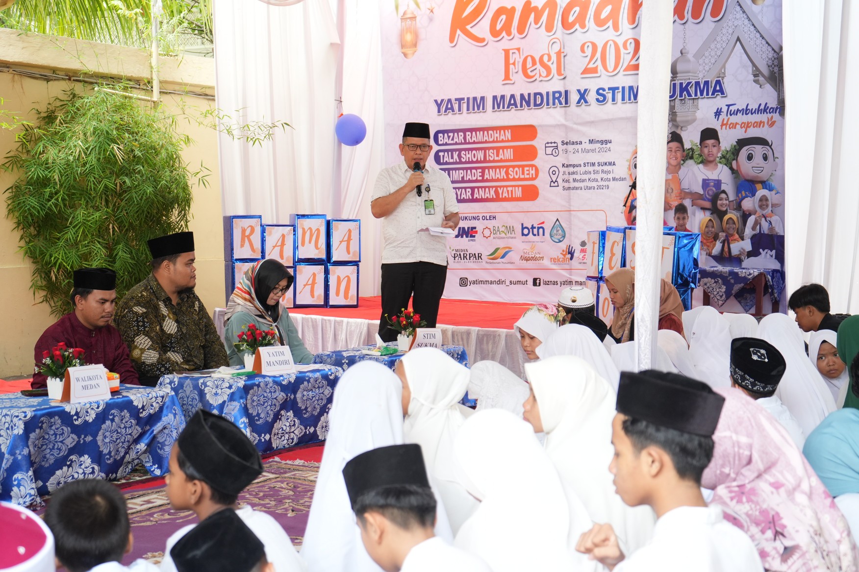 Kepala Dinas Sosial Kota Medan, Khoiruddin Menghadiri Acara Ramadhan Fest 2024 Yang Digelar Yayasan Yatim Mandiri Bekerjasama Dengan Kampus STIM Sukma Medan, di Jalan Sakti Lubis, Selasa (19/3/2024)