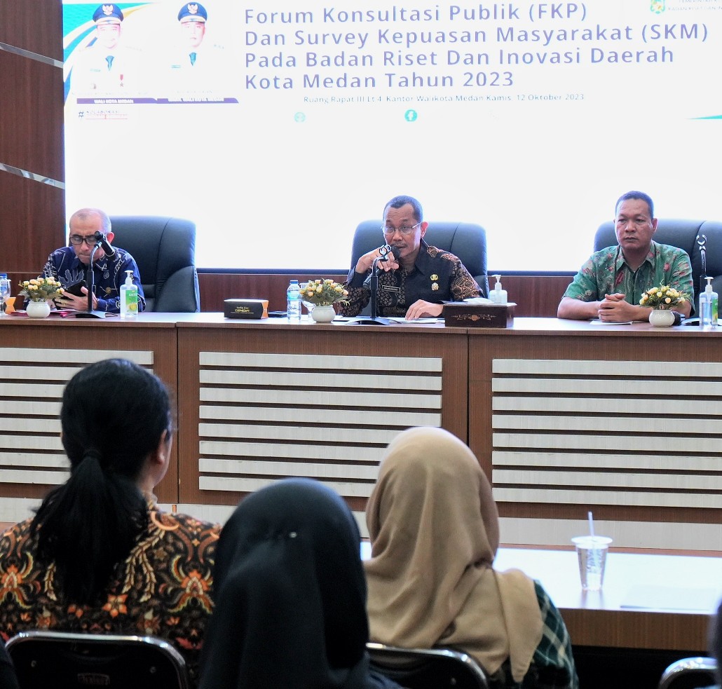 Pemko Medan Melalui Badan Riset dan Inovasi Daerah (Brida) Kota Medan Menggelar Forum Konsultasi Publik (FKP) dan Survey Kepuasan Masyarakat (SKM) Terkait Dengan Pelayanan Publik Pada Brida Kota Medan, Kamis (12/10/2023)