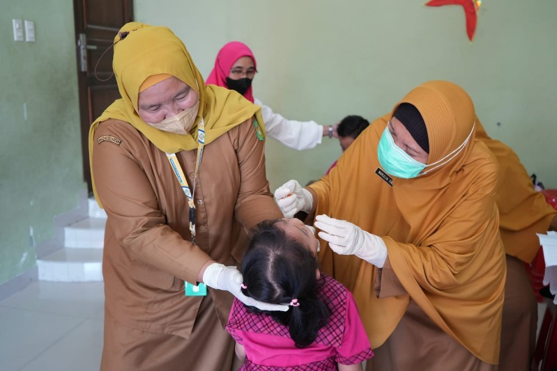 Puskesmas Medan Deli Melakukan Imunisasi di Sekolah PAUD Yang Ada di Wilayah Kerja Puskesmas Medan Deli PAUD Imelda Wahab, Jalan Metal II, Kec. Medan Deli, Senin (20/2)