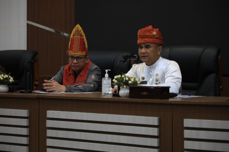 Asisten Pemerintah dan Kesejahteraan Muhammad Sofyan Pada Rapat Koordinasi Persiapan Ramadhan Fair Ke-XVII Tahun 1444 H di Kantor Wali Kota, Jumat (24/3)