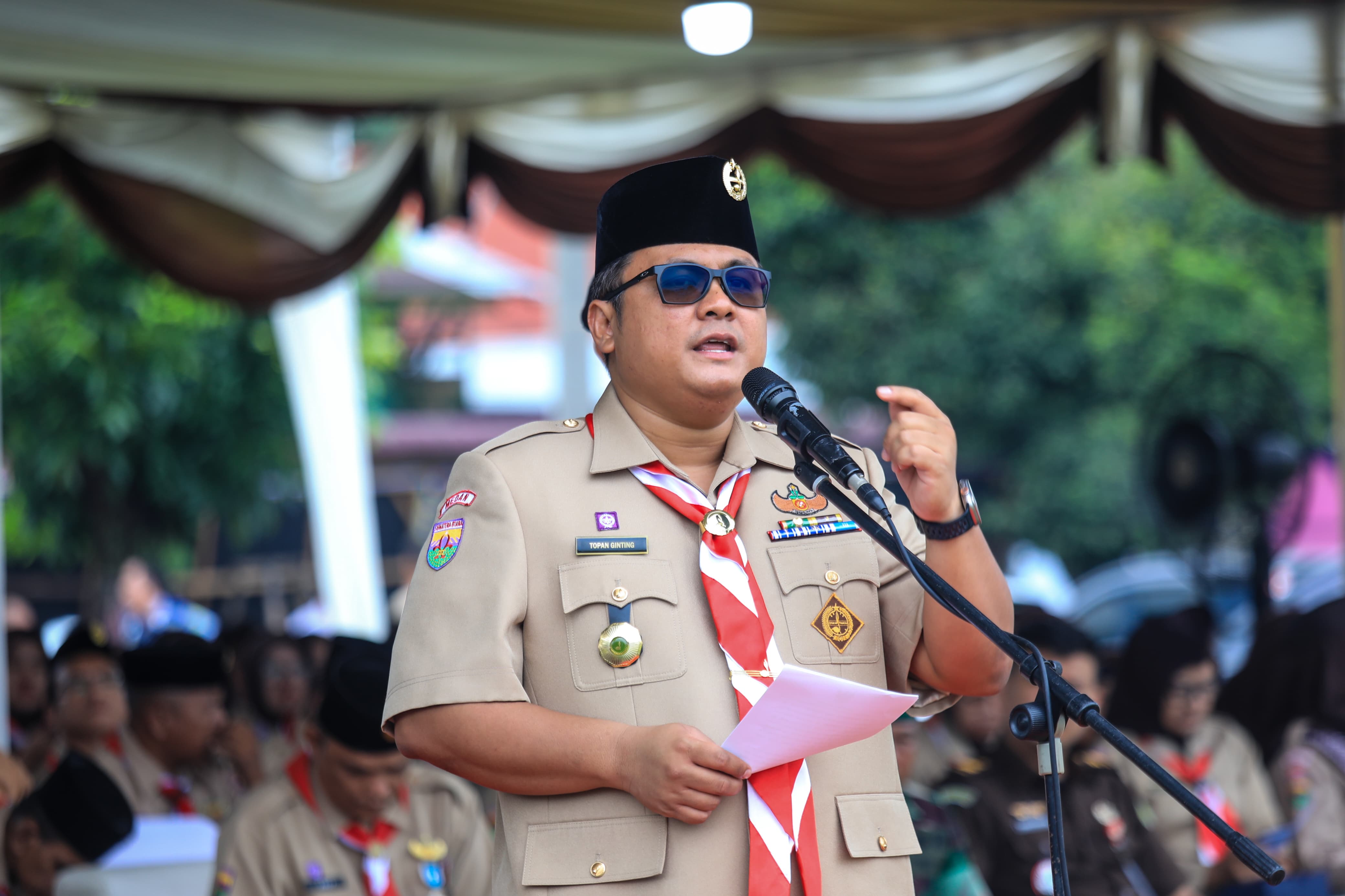 Gebyar Hari Pramuka Ke - 63 Tingkat Kota Medan Pecahkan Rekor MURI Dunia Yang Digelar di Lapangan Sejati, Kecamatan Medan Johor, Senin (23/9/2024)