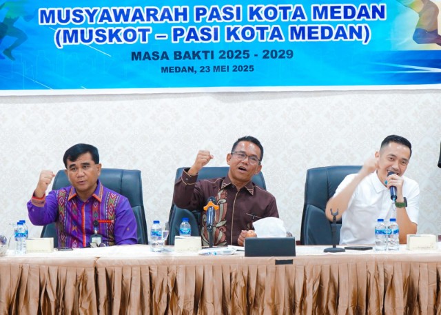 Wakil Wali Kota Medan, H. Zakiyuddin Harahap Terpilih Sebagai Ketua Persatuan Atletik Seluruh Indonesia (PASI) Medan, di Aula Kantor Dinas Pemuda dan Olahraga Medan, Jumat (23/5/2025)